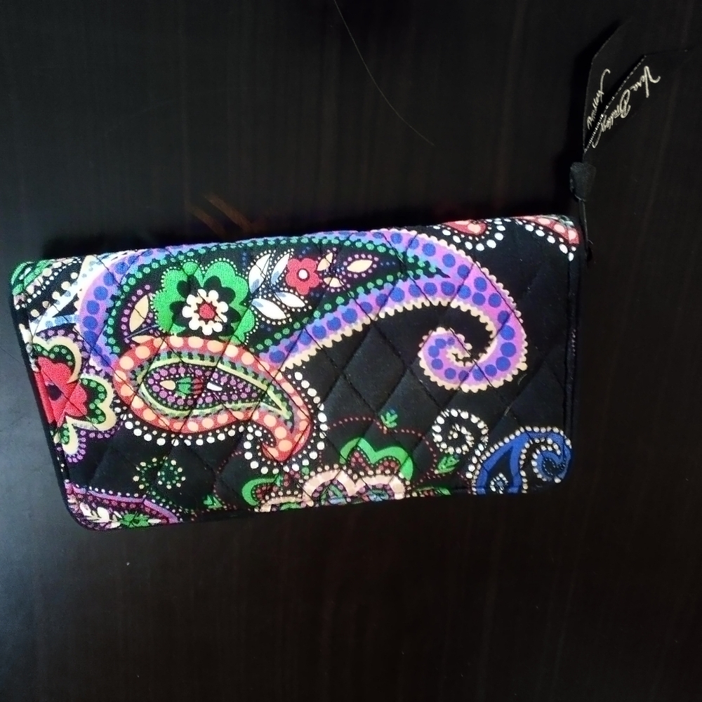 Vera Bradley Paisley Quilted Wallet - Black, Purple, Green